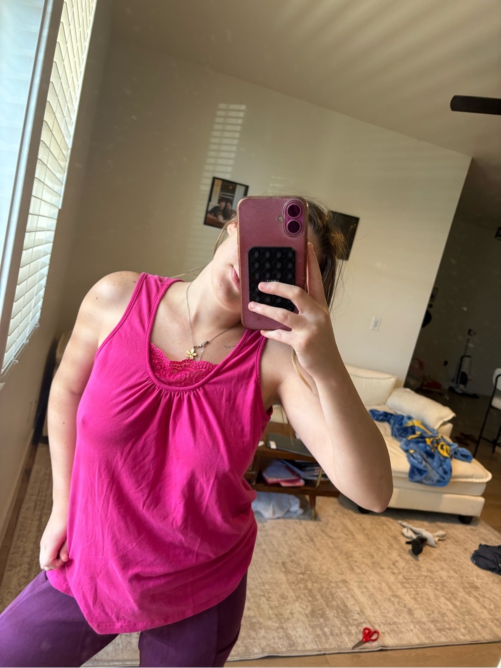 Women’s Sleeveless Scoop Neck Tank Top - Bright Pink